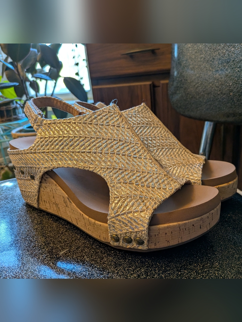 Corky's Open Toe Sparkle Sandals Size 8